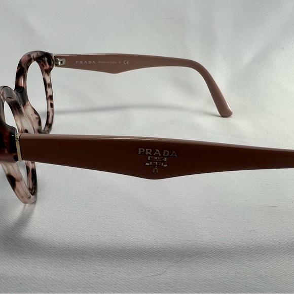Prada Round Pale Pink & Brown Tortoise Eyeglasses - Frames only - Picture 2 of 7